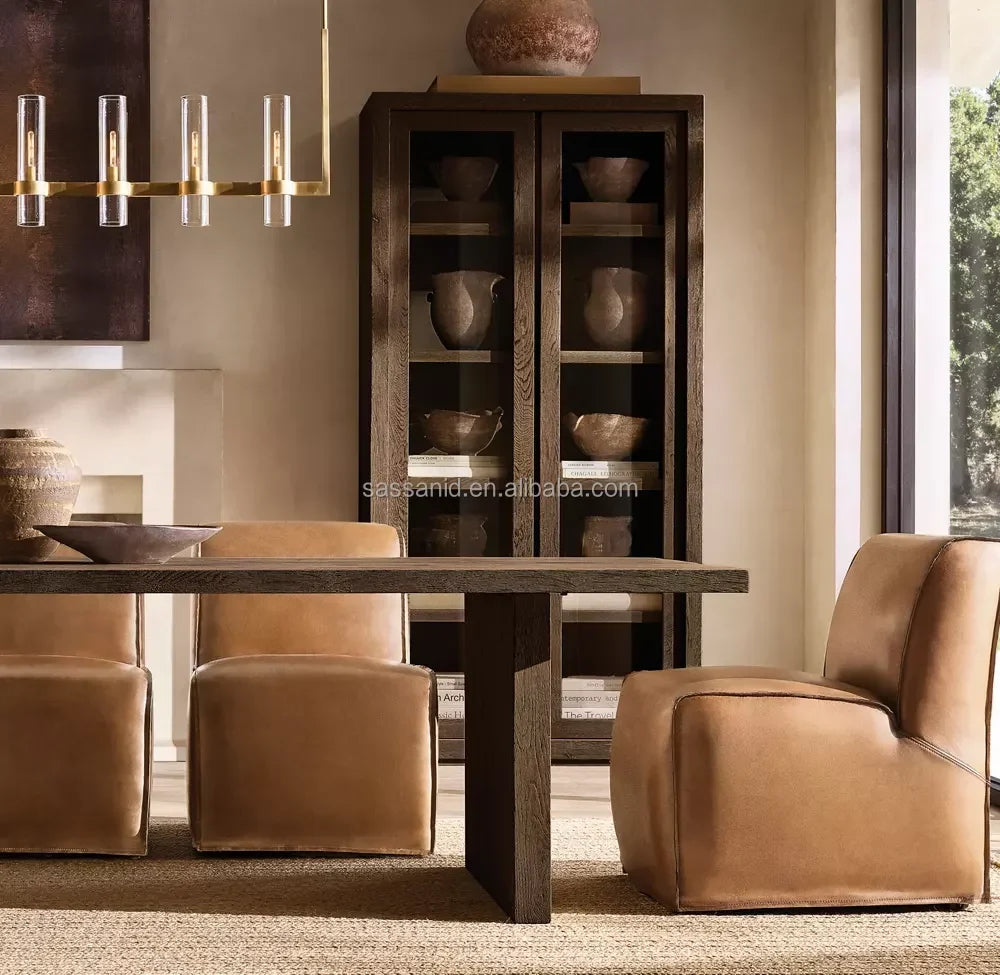 Dining Chair Barrel Seat – Walnut Leather Oliver Oulton Contemporary