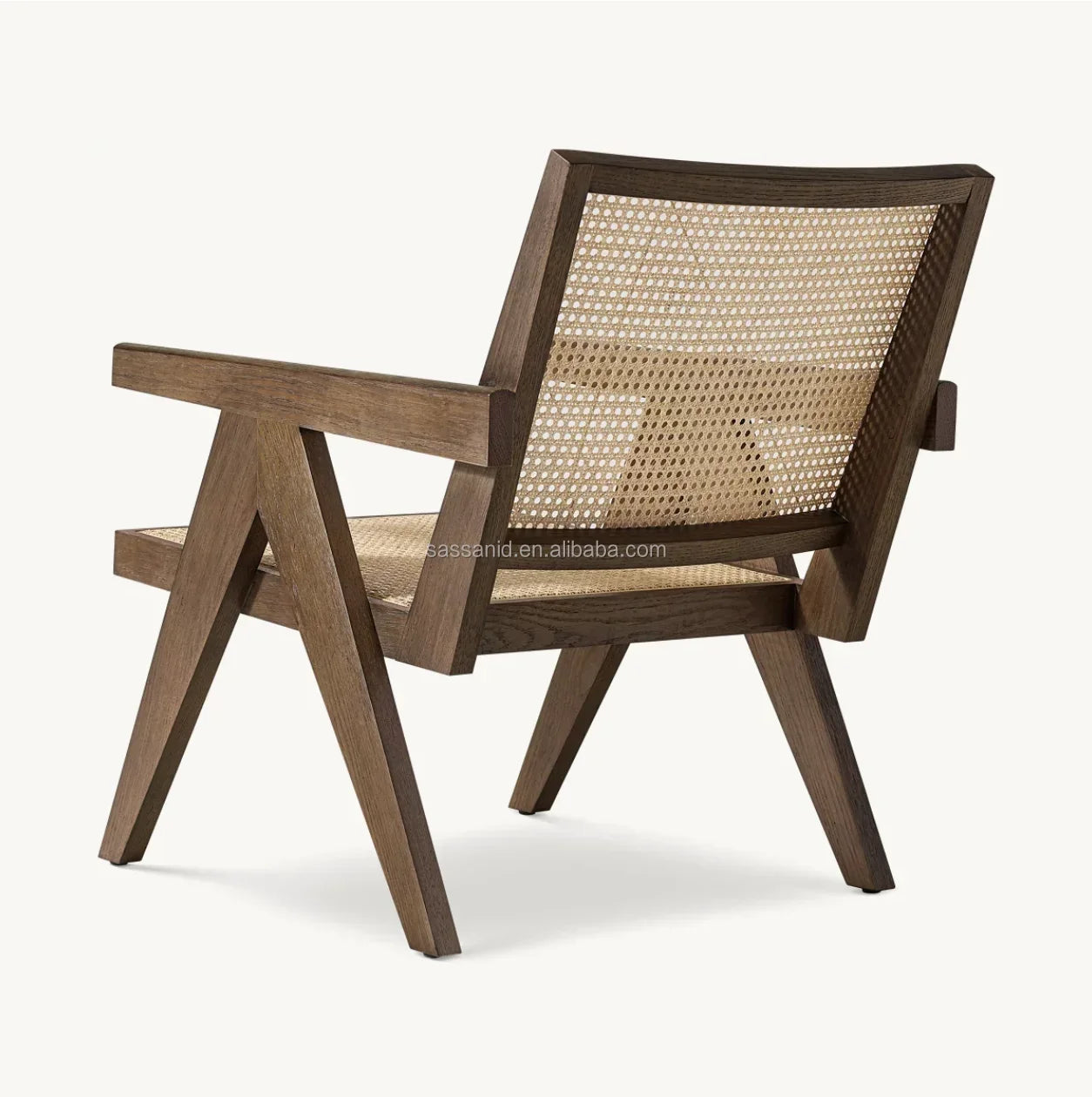 Chandigarh Lounge Chair – Iconic Cane Back Solid Oak Mid-Century Statement Piece | 1601298991408