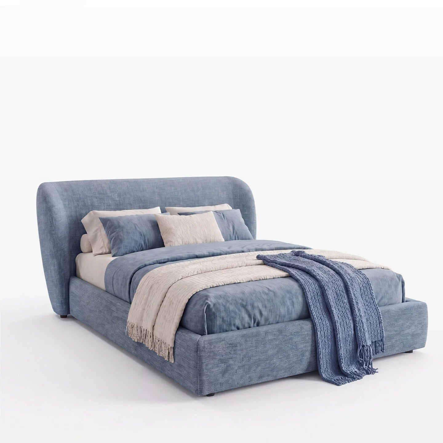 Modern Upholstered Bed – Minimalist Cream Fabric Statement Piece | 26-230