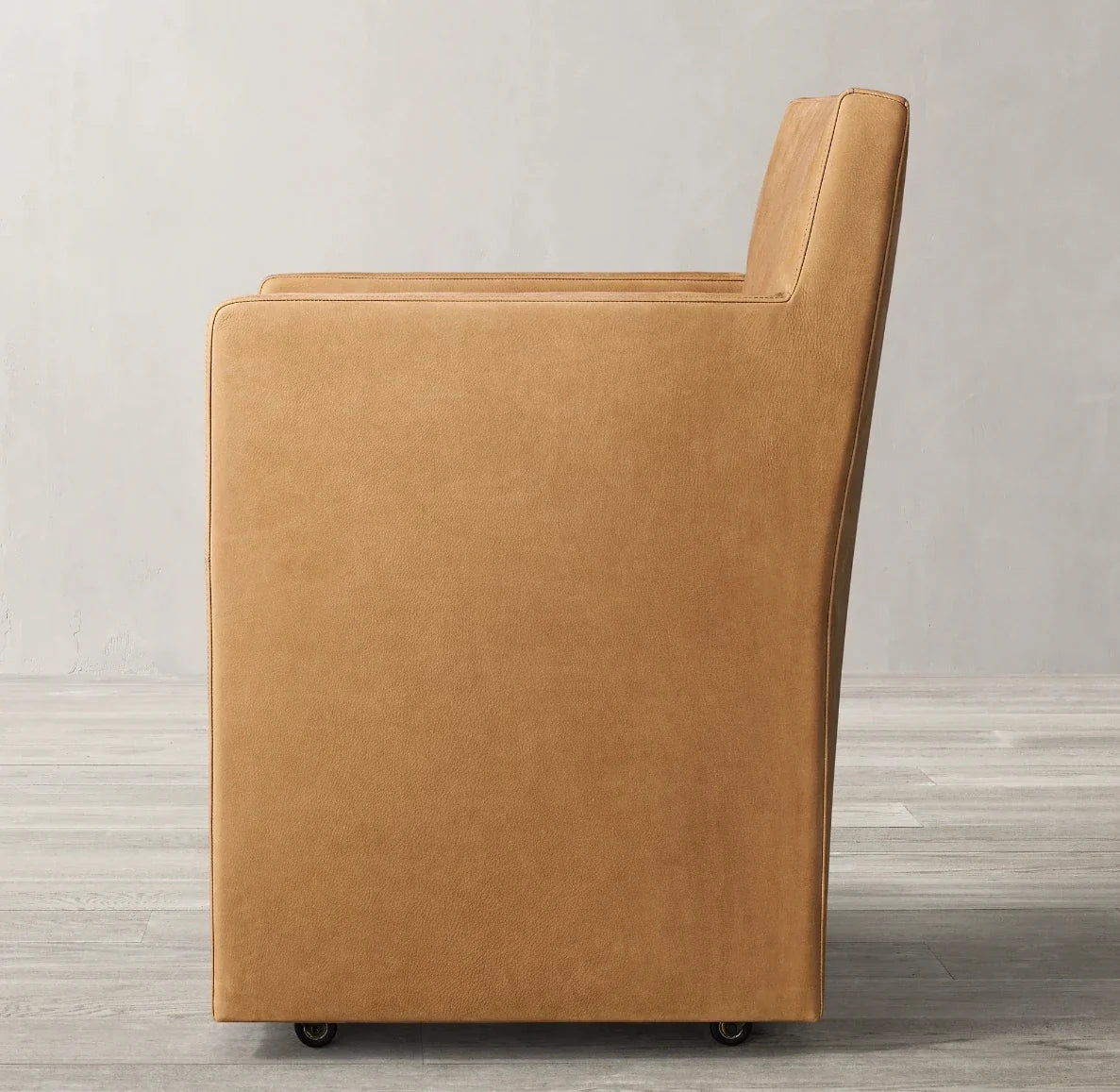 Ellison Dining Armchair with Casters – Leather Solid Wood Re Home