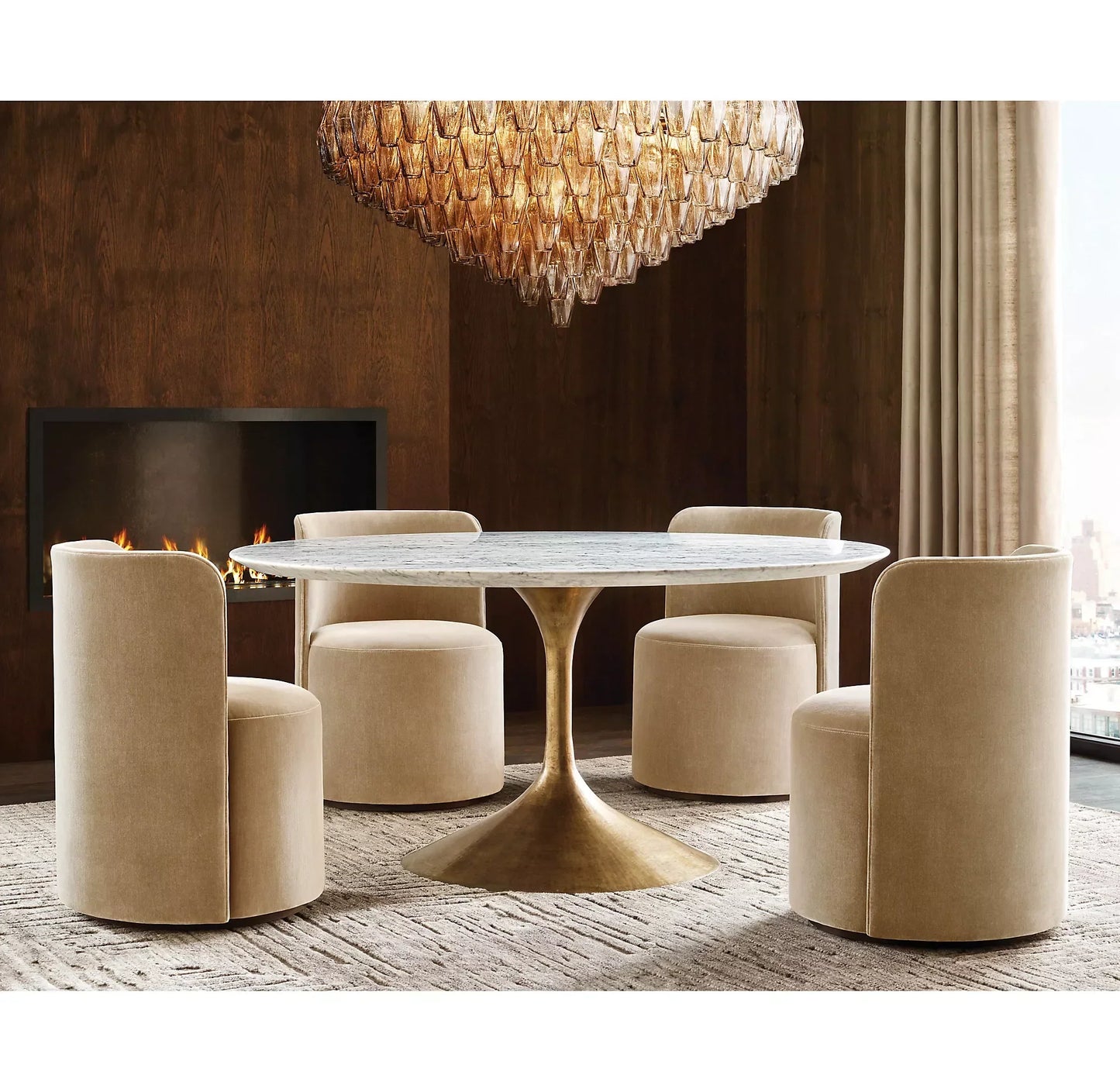 Round Dining Table – Radial Fancy Face – Marble Top – Mid-Century Modern Design