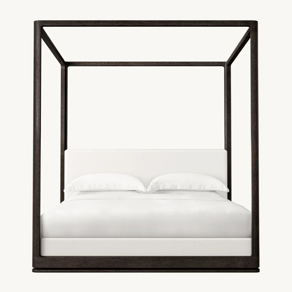 Contemporary Canopy Bed – Brushed Oak Sculptural Statement Piece