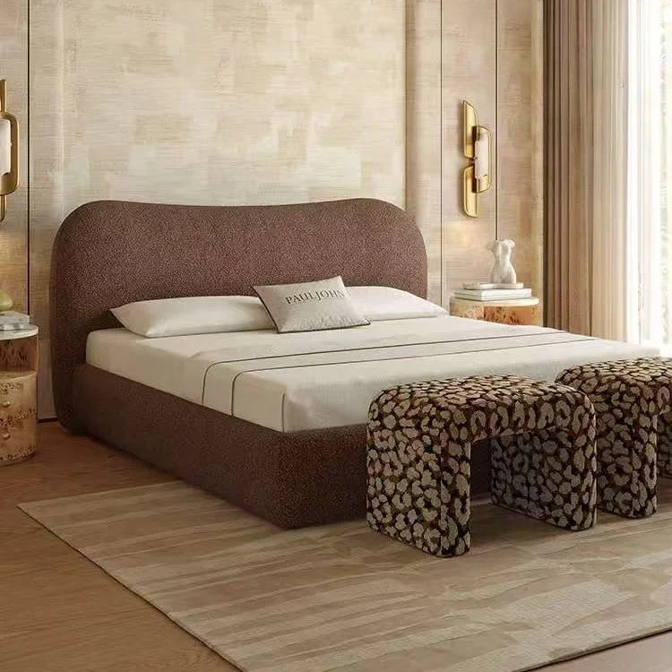 Cloud Upholstered Bed – Lamb Fleece Mid-Century Modern Statement Piece | 124421