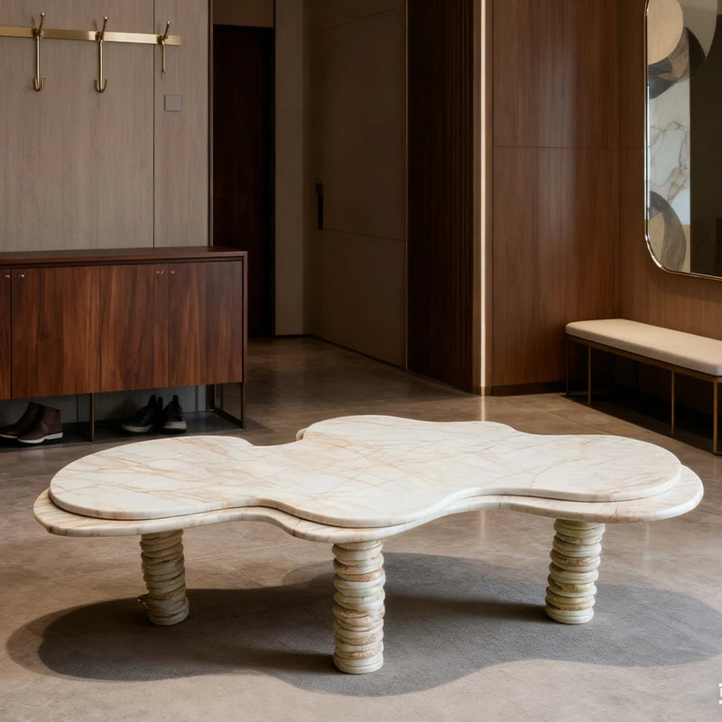 Luxury Freeform Marble Coffee Table Modern Italian Style for Villa