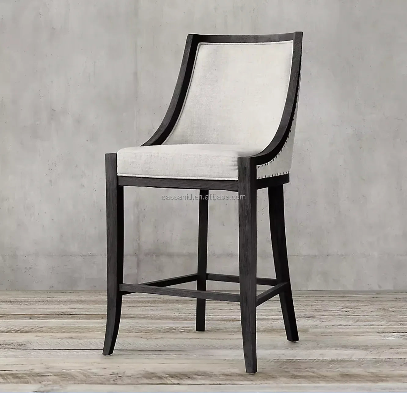 French Empire Bar & Counter Stool – Solid Oak Geometric Statement Piece