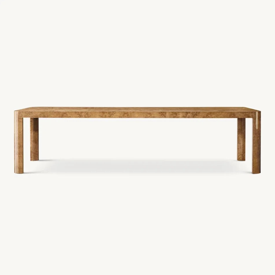 French Art Deco Dining Table – Handcrafted Burl Wood Statement Piece