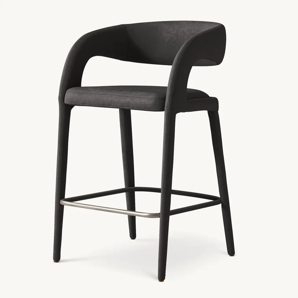 Open Barrel Leather Stool – Italian Midcentury Design Nicola | 1600974538325