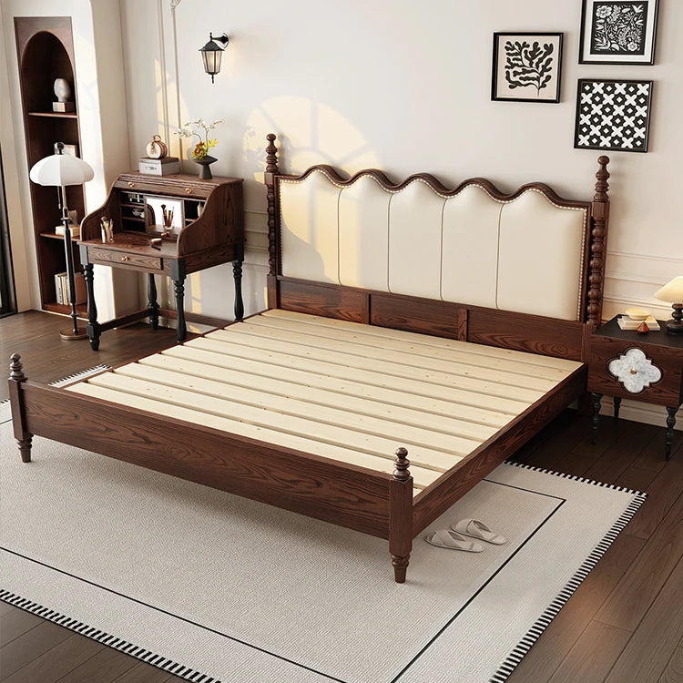 Luxury YZ-C08# Solid Oak Wood Bed Frame Modern Italian Style for Villa