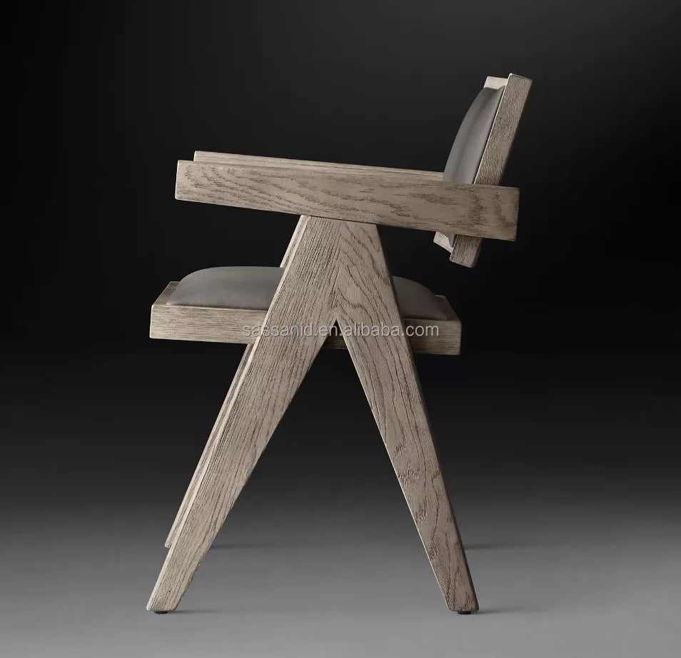 Dining Chair – Midcentury Minimalist Solid Oak and Leather Statement Piece