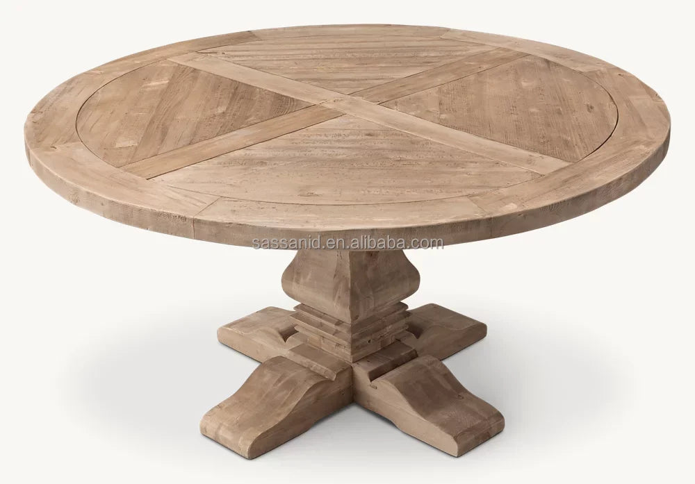 Round Trestle Dining Table – Salvaged Solid Wood Statement Piece by Re Home | 1600408007770