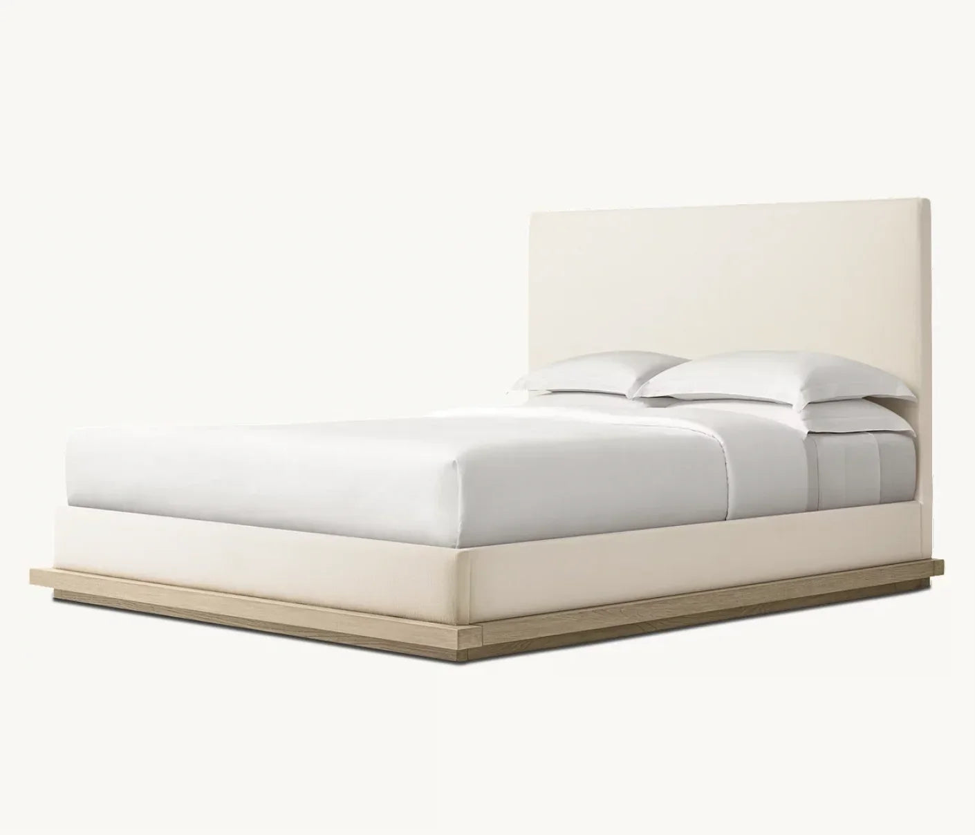 Montecito Fabric Panel – Contemporary Oak Wood Platform Bed
