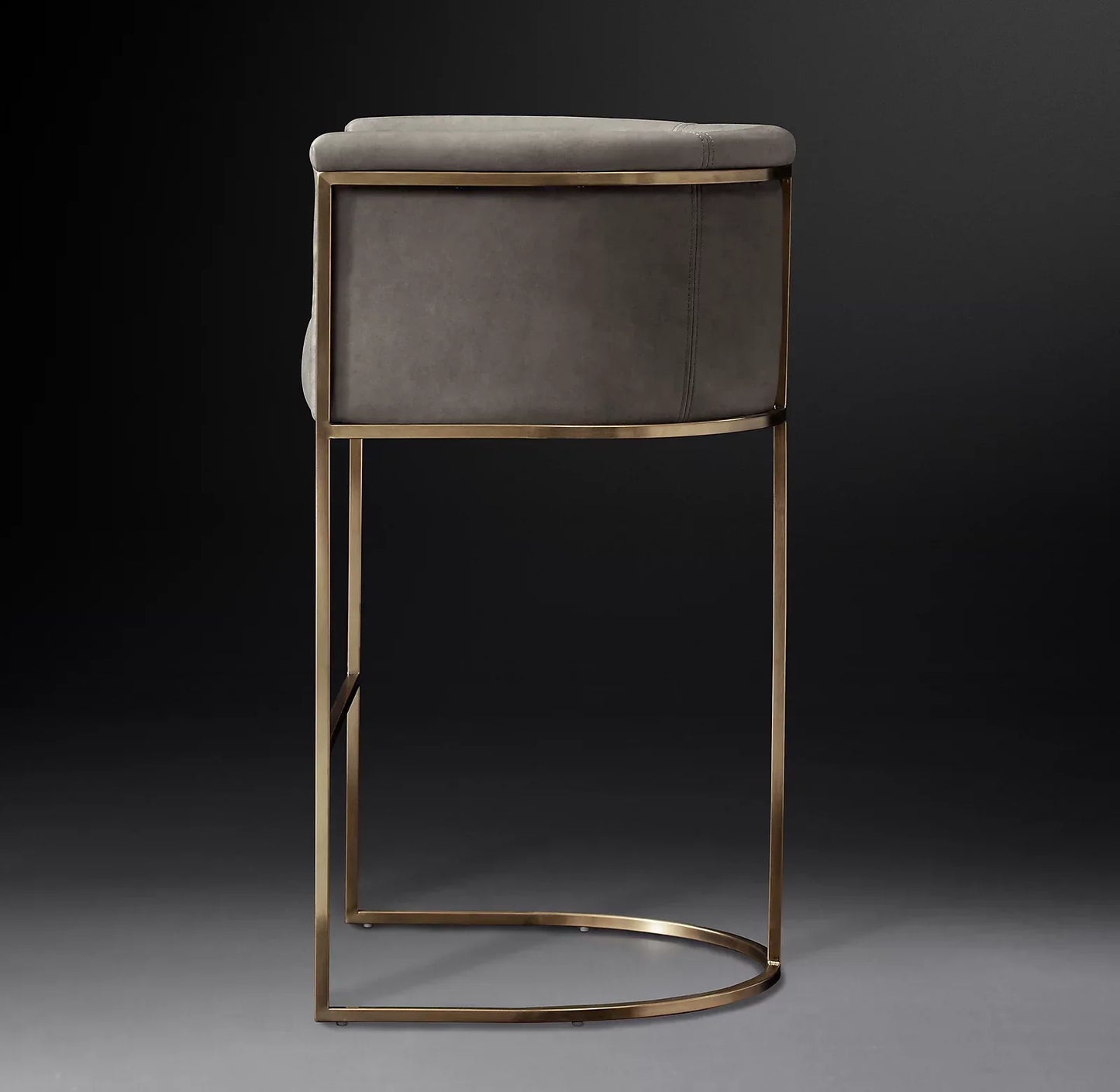 Bar & Counter Stool – Wexler Barrelback Leather & Stainless Steel Modernist Designer Seating