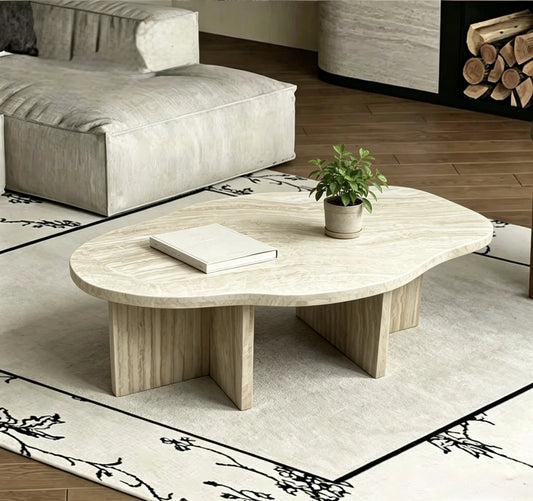 Luxury Cloud Travertine Coffee Table Irregular Minimalist Italian Style