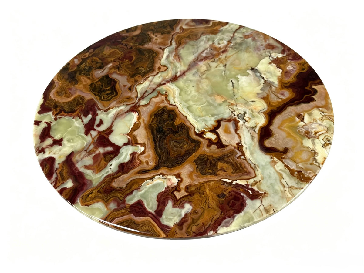 Modern Minimalist Green Jade Marble Round Coffee Table
