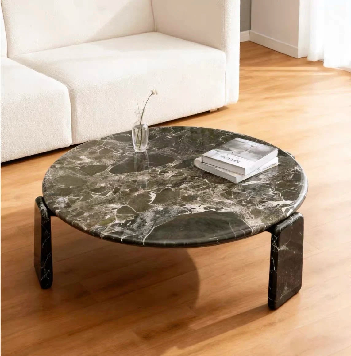 Luxury Round Marble Coffee Table Modern Minimalist Elegant Italian Style for Villa