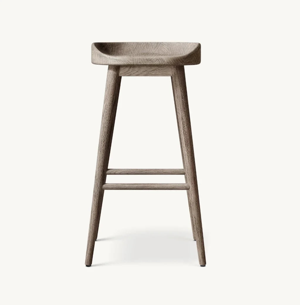 Bar & Counter Stool – 1950s Danish Minimalist Solid Oak Statement Piece