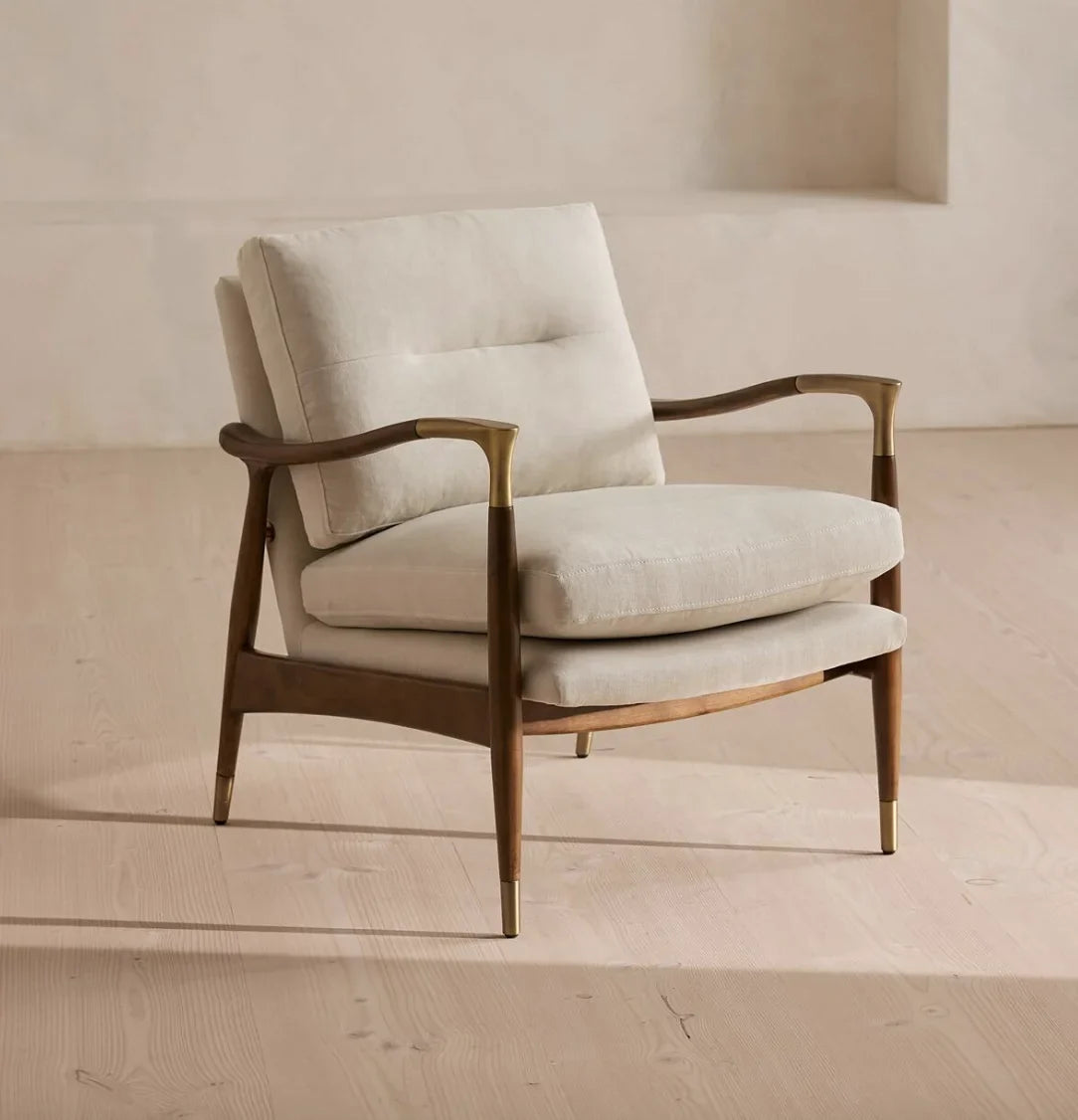Theodore Mid-Century Tufted Armchair – Solid Oak Statement Piece