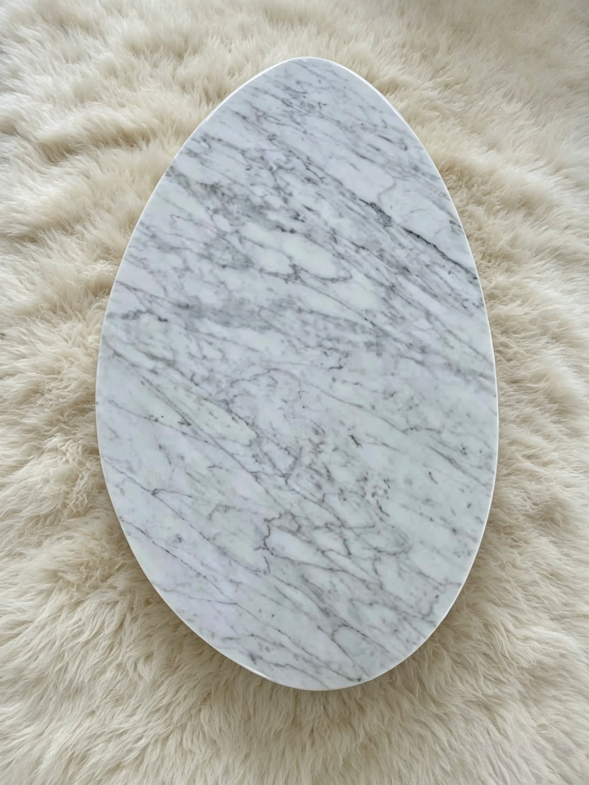 Luxury Water Drop Shape Carrara White Marble Coffee Table for Villa