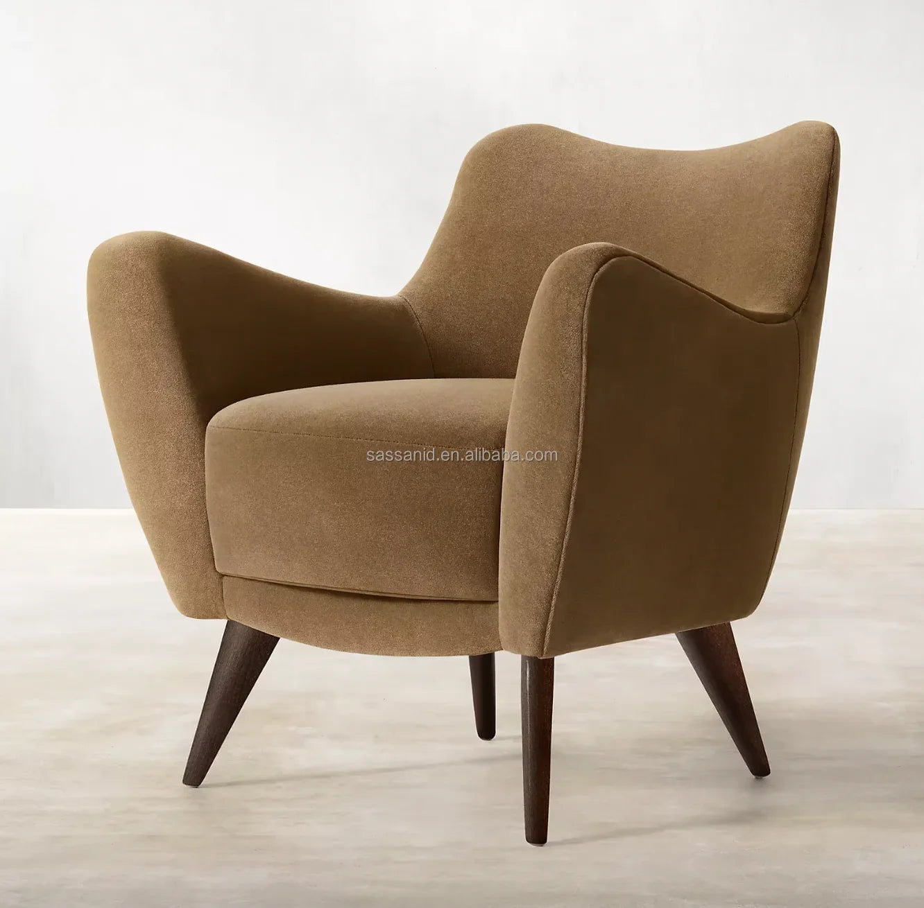 Midcentury Italian Lounge Chair 30.5in – Upholstered Fabric Statement Piece