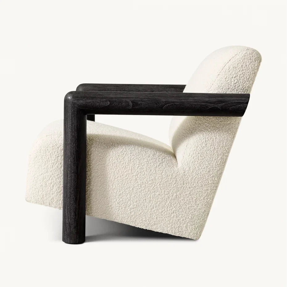 Ford Lounge Chair – Sculptural Oak Frame with Bouclé Upholstery by Re Home