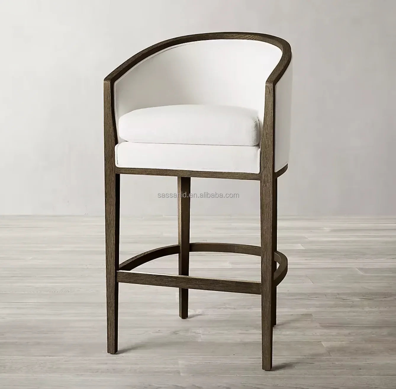 Dixon Bar Stool – Mid-Century Modernism Solid Oak and Fabric