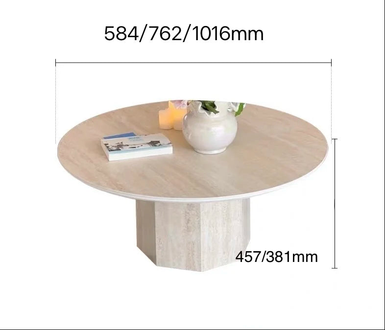 Luxury Round Natural Travertine Coffee Table Modern Italian Style for Villa