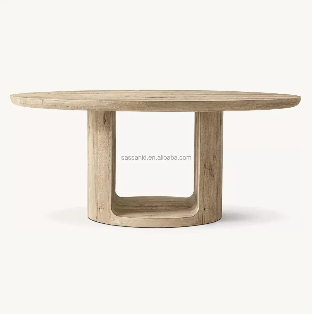 Oslo Round Dining Table – Contemporary Open Pedestal Aged Oak Statement Piece