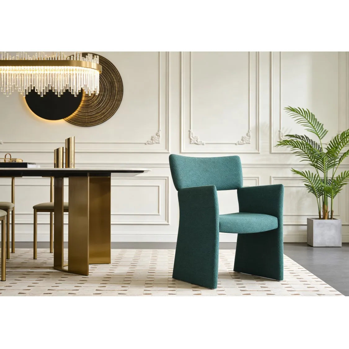 Modern High Backrest Dining Chair with Cotton Upholstery