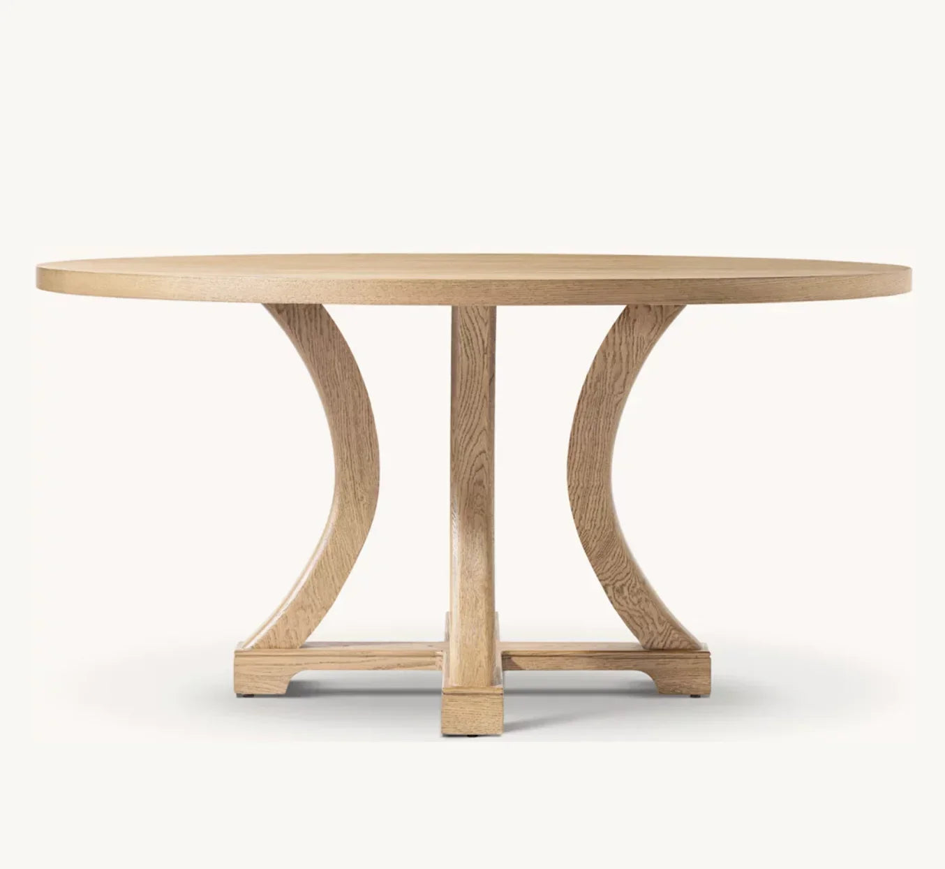 Genevieve Round Dining Table – Wire-brushed European White Oak Mid-century