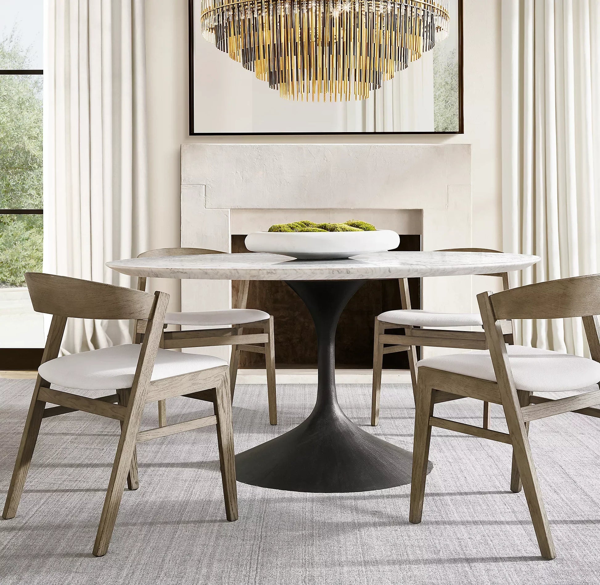 Round Dining Table – Radial Fancy Face – Marble Top – Mid-Century Modern Design