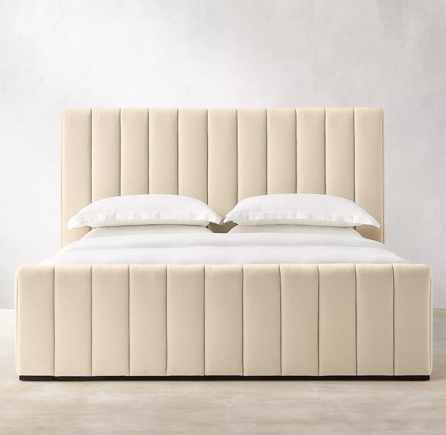 Contemporary American Luxury Platform Bed – Channeled Panel Berkshire Leather Statement Piece