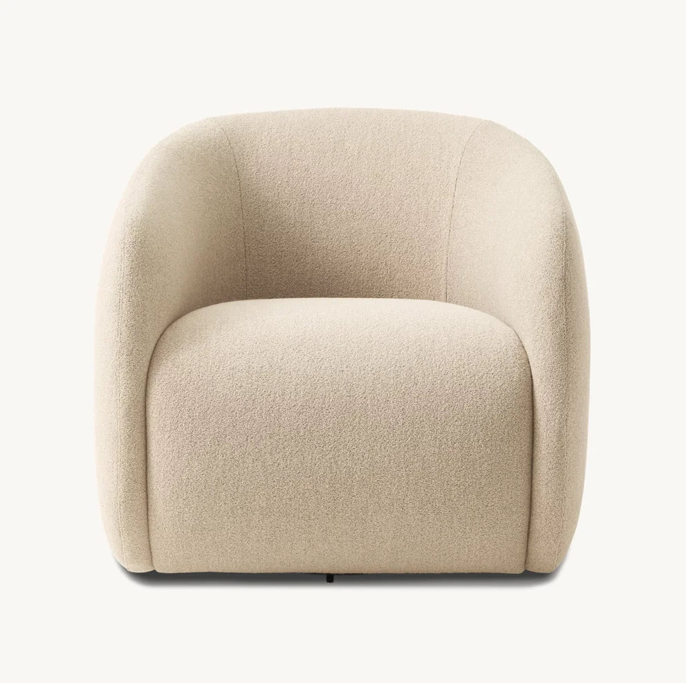 Savio Swivel Chair – Midcentury Geometric Solid Oak & Fabric European Design