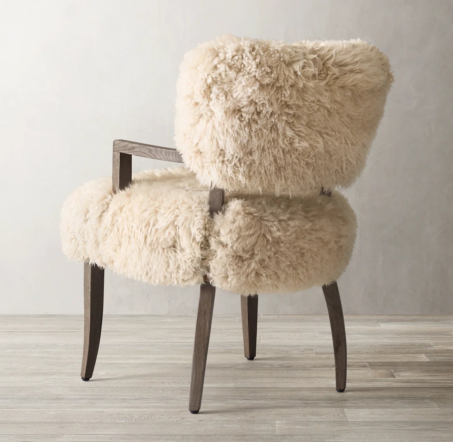 French 1940s Dining Armchair – Sheepskin & Solid Oak Contemporary Luxury