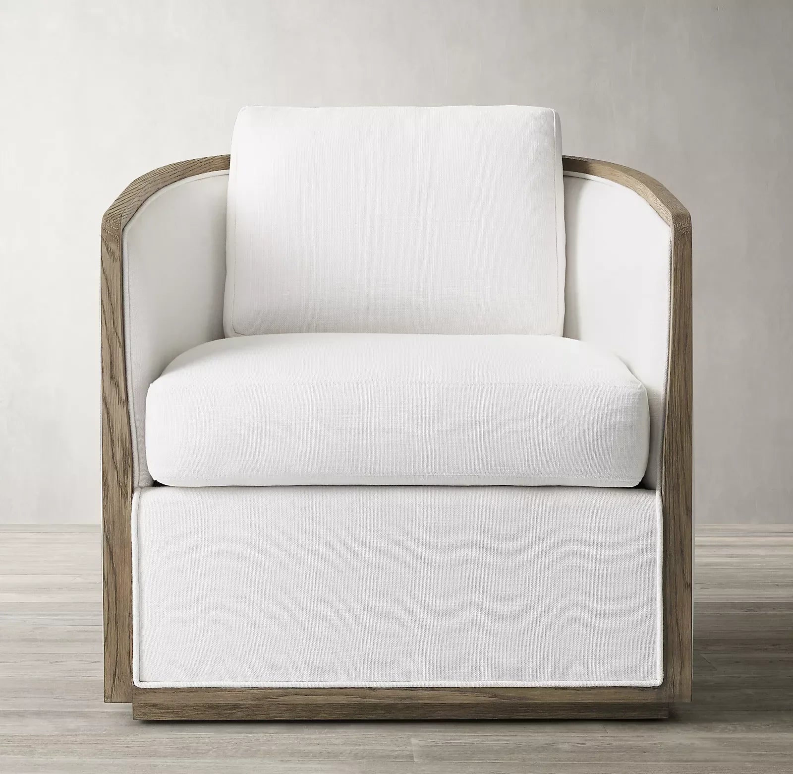Minimalist Wingback Armchair – High Shelter Back with Track Arms – Upholstered Accent Chair – Modern American Style