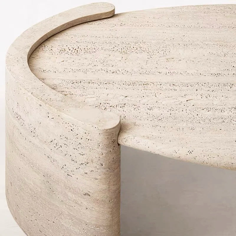 Luxury Oval Travertine Coffee Table Modern Italian Style for Villa