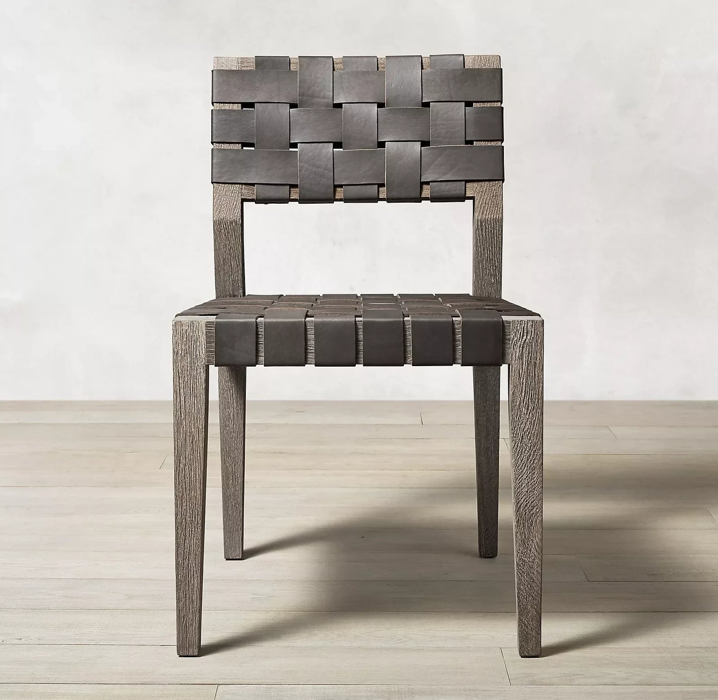 Dining Chair – Minimalist Solid Oak Frame with Leather Upholstery Midcentury