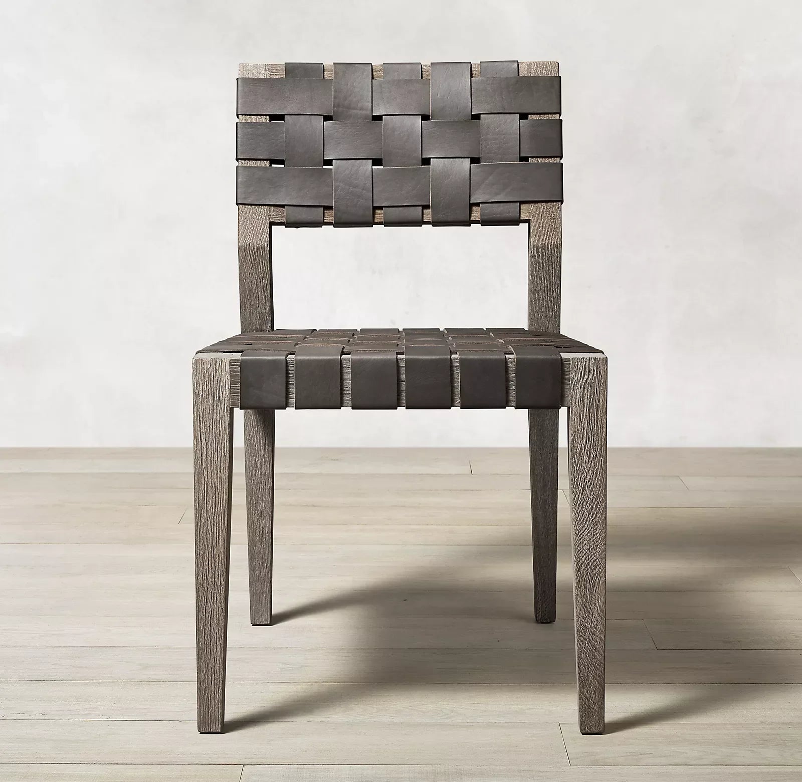 Dining Chair – Minimalist Solid Oak Frame with Leather Upholstery Midcentury