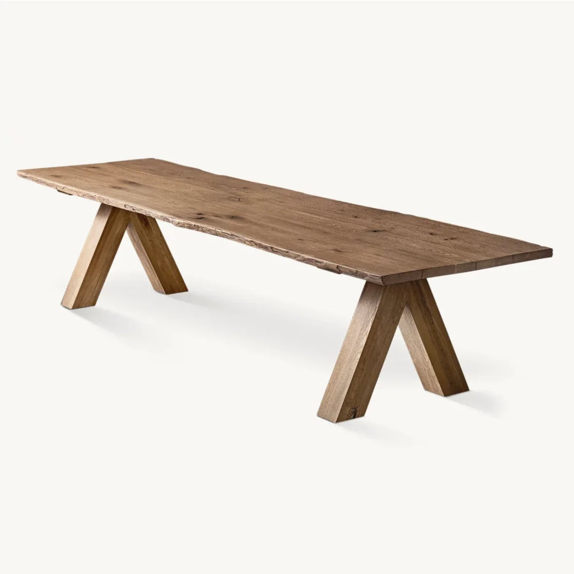 European Cracking Oak Rectangular Dining Table – Brule Umber Statement Piece