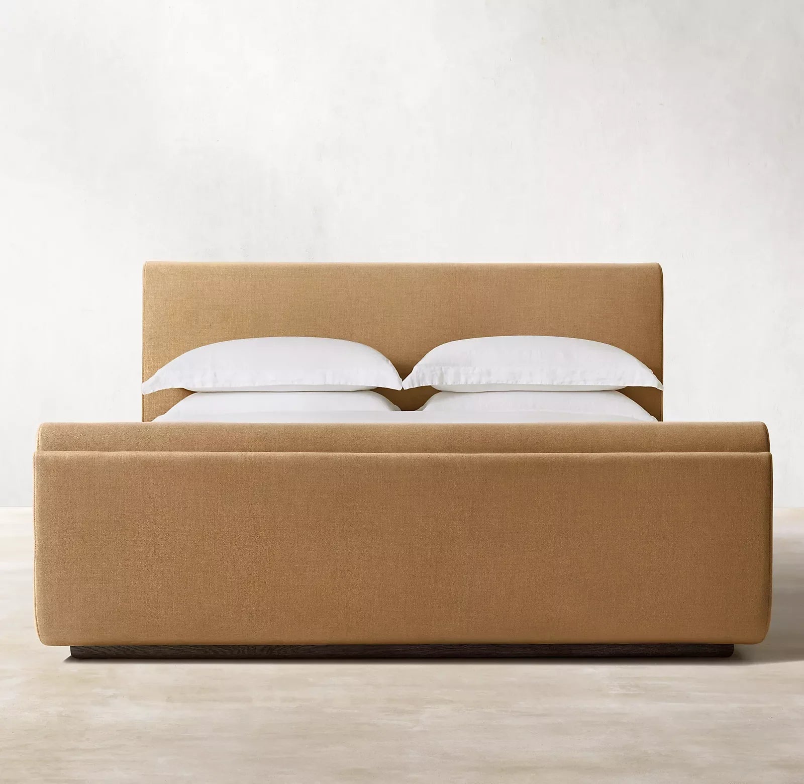 Cloud Platform Bed – Slipcovered Headboard in Berkshire Leather by Re Home