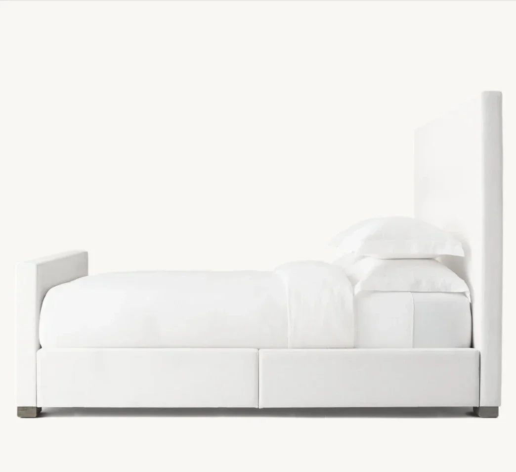 Paris Upholstered Bed – Tufted Slipcovered Headboard, Modena Fabric Modern