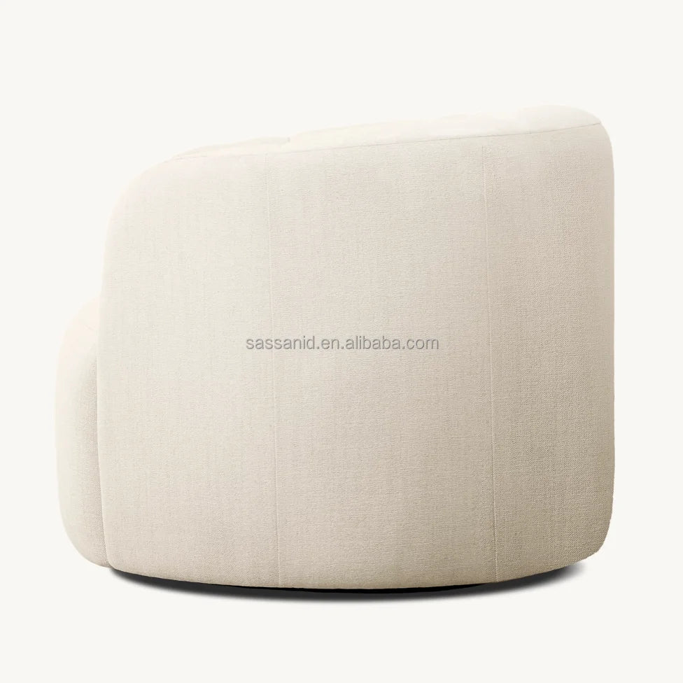 Club Chair Sculptural Swivel 37.5"W – Natural Linen Adriana Midcentury | C626