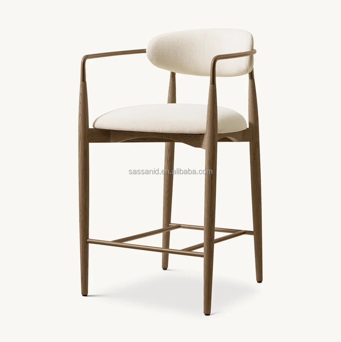 Viscount Midcentury Modern Stool – Oak and Performance Fabric Statement Piece | 1601678544292