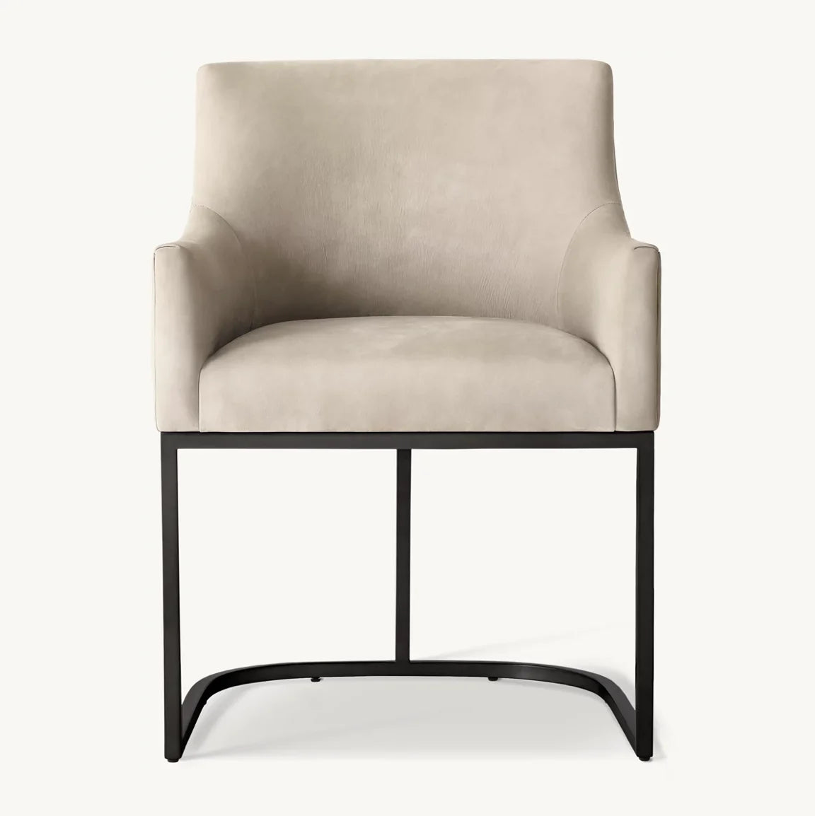 Emery Curved-Back Dining Armchair – Solid Oak and Leather Statement Piece