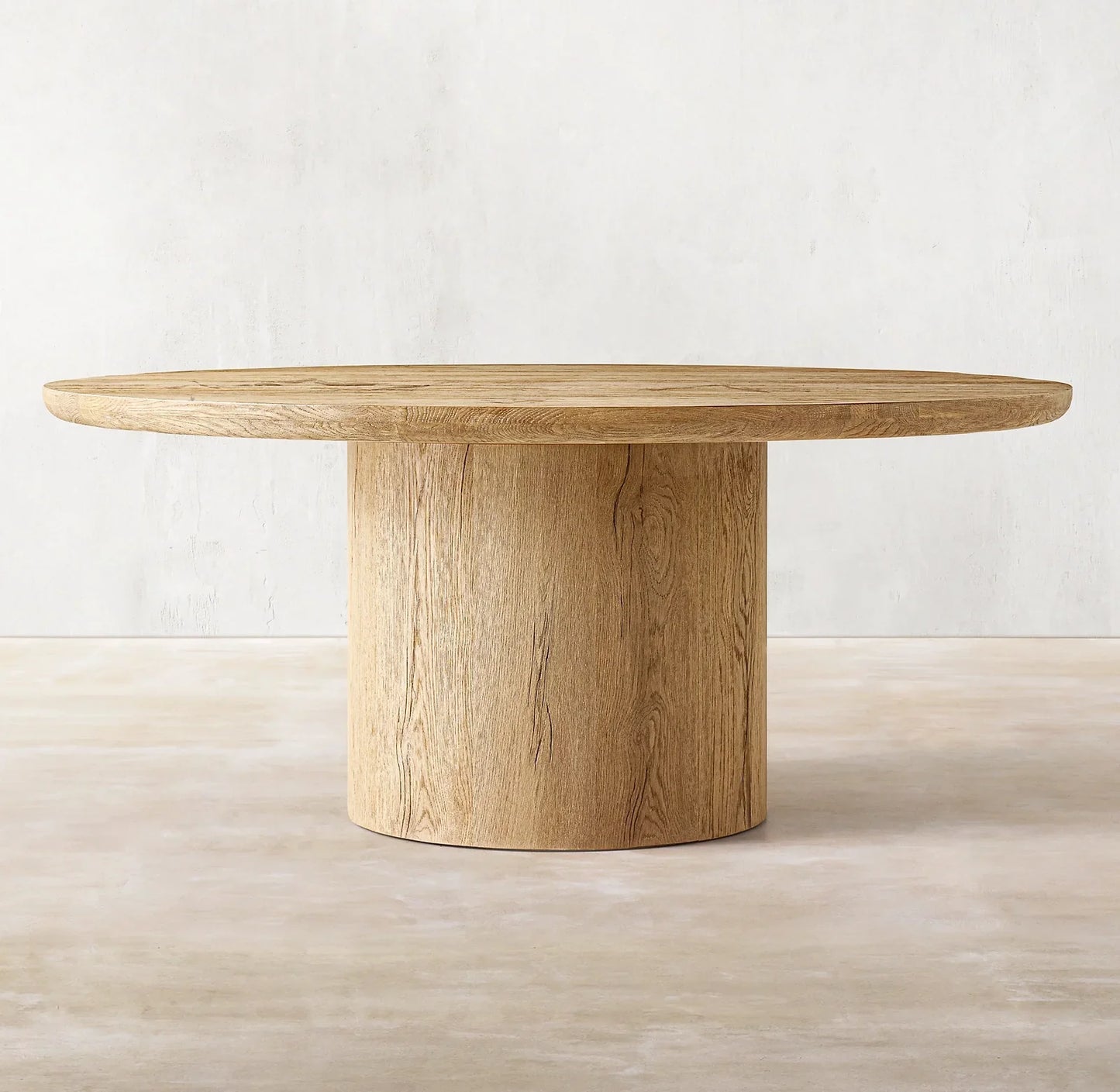 Pedestal Round Dining Table – Mid-century European Solid Oak Statement Piece