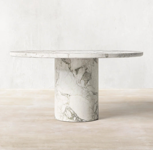 Round Dining Table – Italian Arabescato Marble Statement Piece | 1600725980024