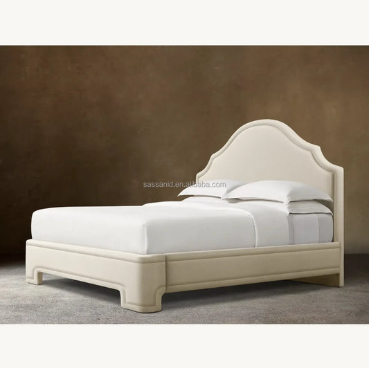 Alexandria Upholstered Platform Bed – Postmodern Oak Fabric Statement Piece