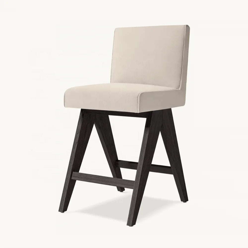 Mid-Century Modern Solid Oak Bar & Counter Stool – European Designer Sculptural Seating | 1601035001139