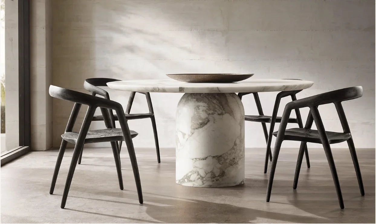 Round Dining Table – Sculptural Italian Marble Cupela Statement Piece | 1600725970090