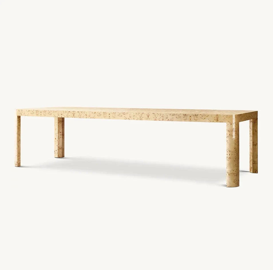 French Art Deco Dining Table – Handcrafted Burl Wood Statement Piece | 650-690