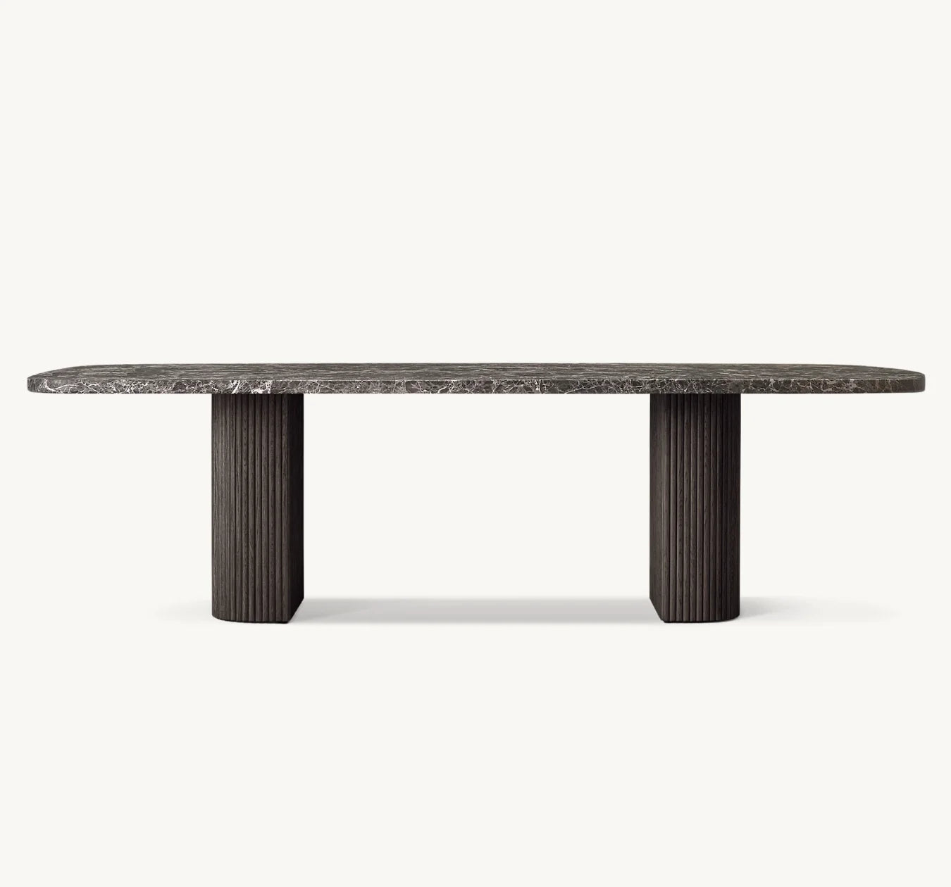 Italian Designer Dining Table – Contemporary Black Emperador Marble and Oak Statement Piece